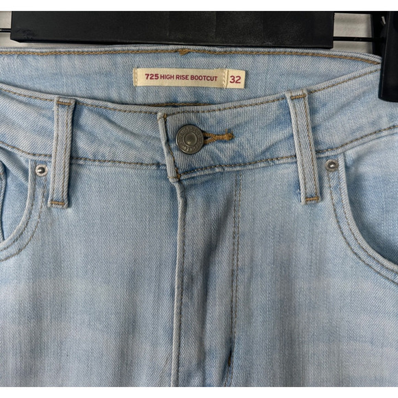 Levis 725 High Rise Bootcut Jeans Women 32 Light Wash Denim Cowgirl D21 - Picture 2 of 7